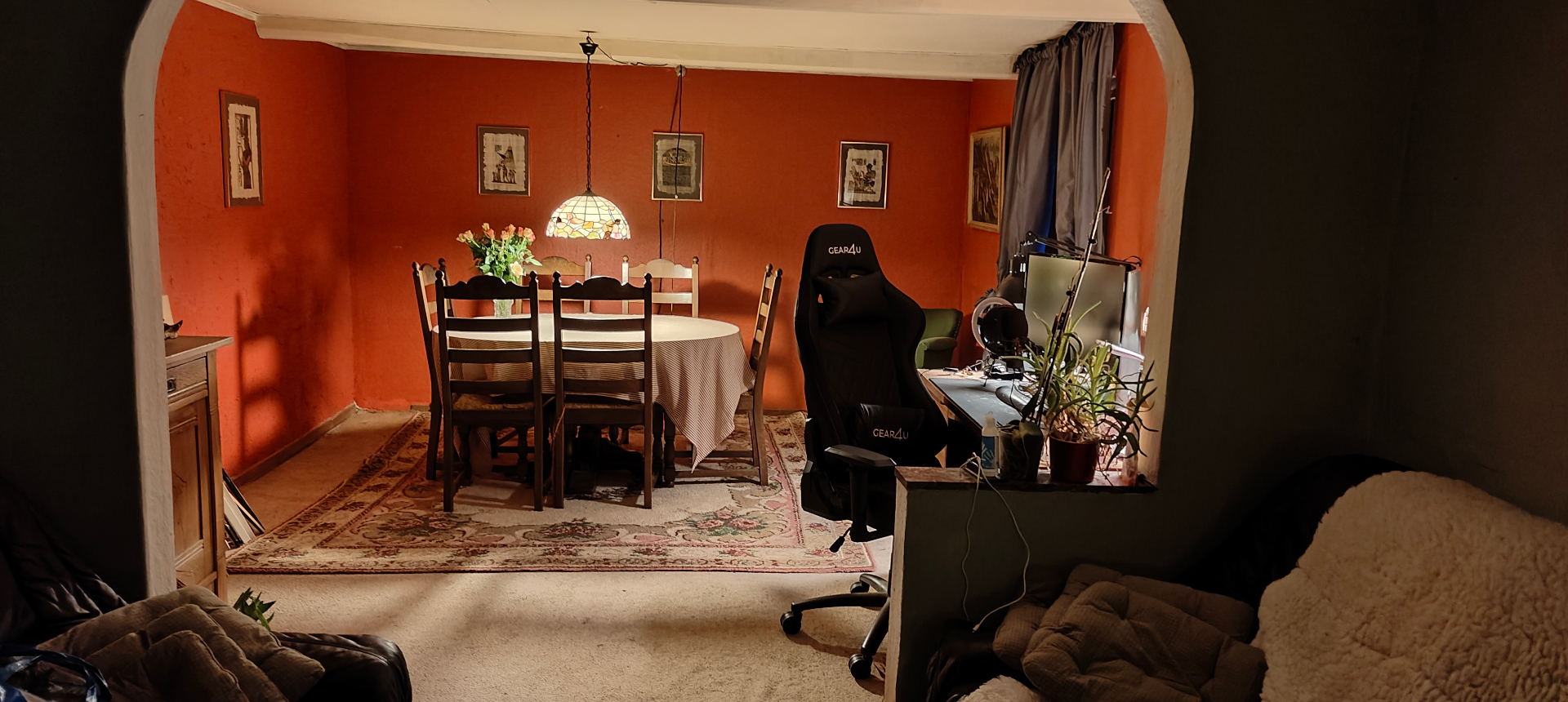 Quiet workspace inside the farmhouse